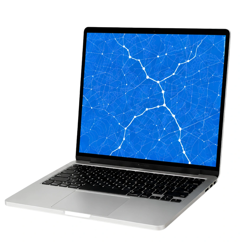 Computadora con un mapa de rutas de distribución